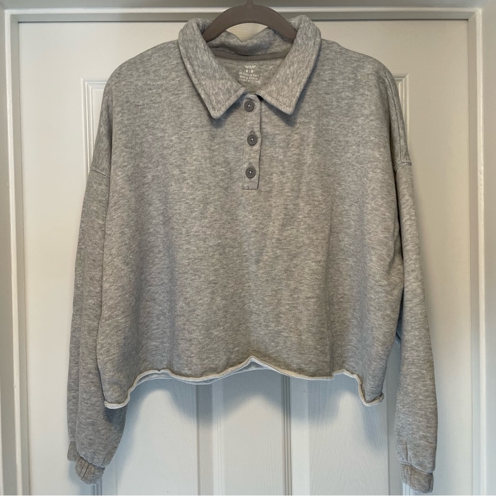 Aerie cropped polo sweatshirt